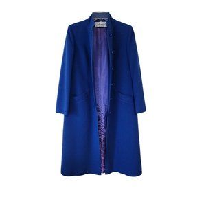 Vintage Wool Trench Coat Womens Mayfair Of California Dark Blue Purple Satin...